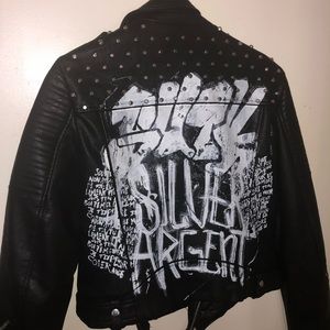 Zara graffiti rhinestone jacket!!